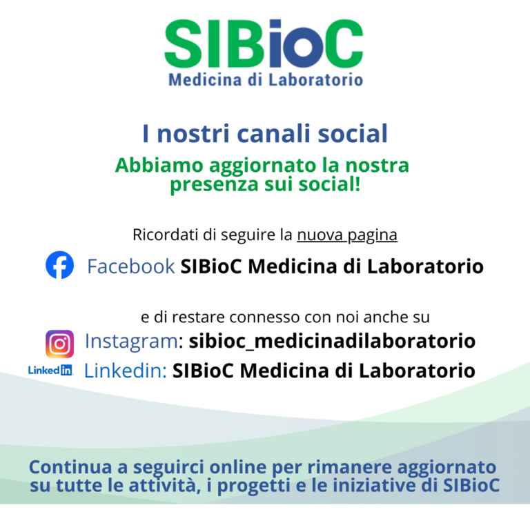 Instagram sibioc_medicinadilaboratorio Linkedin SIBioC Medicina di Laboratorio